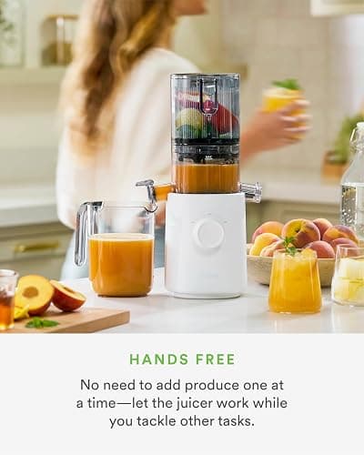 Nama J3 Compact Cold Press Juicer – Space Saving & Self Feeding for Hands-Free Operation – Lightweight, Portable Zero Waste Slow Masticating Juicer – Easy Cleanup & Assembly - White thumbnail 7