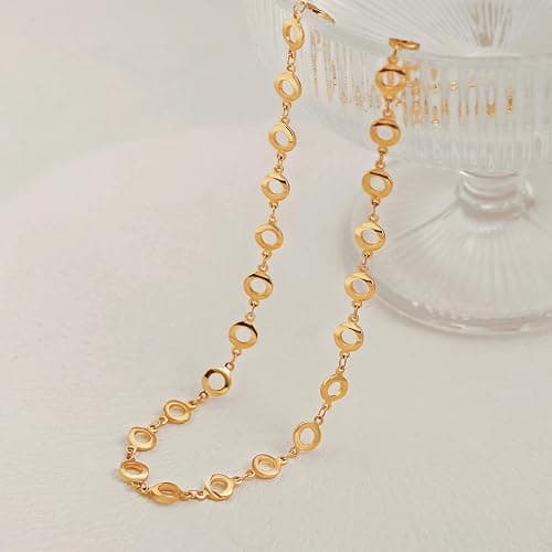 Aobei Pearl 18K Gold Plated Paperclip Chain Choker Satellite Chain Freshwater Cultured Biwa Pearl Pendant Necklace Dainty Jewelry for Women thumbnail 7
