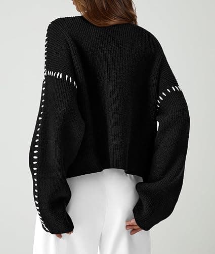 PRETTYGARDEN Women's Chunky Knit Sweaters 2026 Fall Long Sleeve Mock Neck Oversized Pullover Tops Winter Fashion Clothes thumbnail 2