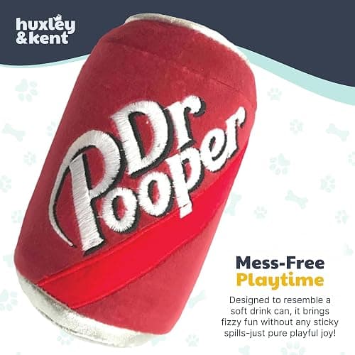 Huxley & Kent Funny Dog Toy w/Squeaker – Power Plush Squeaky Dog Toys for Small, Medium & Large Dogs – Soft Stuffed Animal for Indoor Play & Fetch - Dr Pooper, Small thumbnail 2