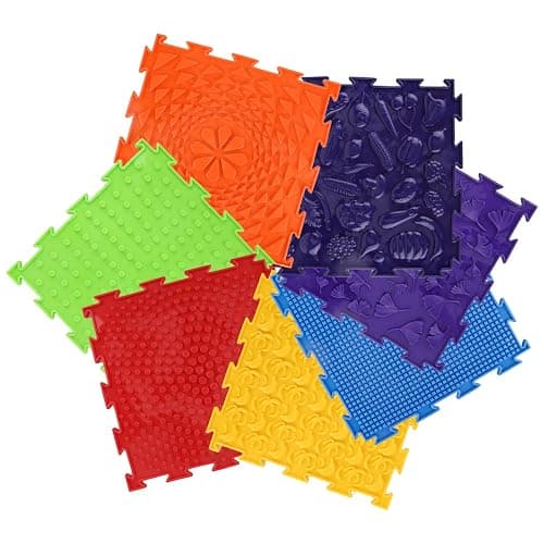 7pcs Sensory Floor Mats, Fun Rainbow Set of Sensory Mat Assorted Pattern Sensory Play Mats for Floor Massage Mat for Kids Orthopedic Floor Mat Puzzle Floor Mats for Kids (Rainbow Colors) thumbnail 3