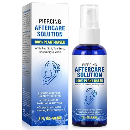 Piercing Aftercare Spray, Piercing Cleaner Spray for Body and Facial Piercings – Ear, Nose, Navel, Oral & Skin Piercings Cleaner, Cleansing & Moisturizing - 2 Fl Oz - Image 1