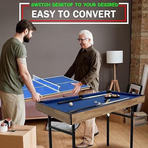 6 in 1 Multi Game Table Folding Pool Table, Billiard, Hockey, Table Tennis, Bowling, Shuffle Board and Tic Tac Toe with All Accessories thumbnail 4
