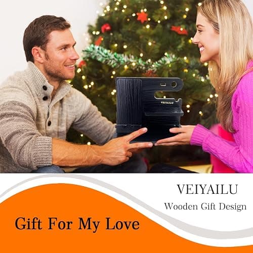 VEIYAILU Gifts for Dad Men Mom Women from Daughter Son Birthday Gifts Nightstand Organizer Mens Wood Phone Docking Station (Black) thumbnail 6