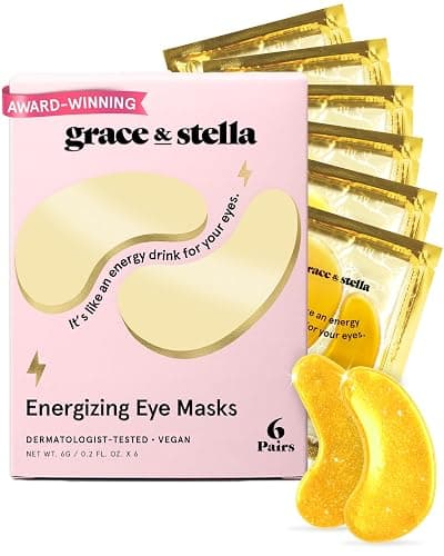 grace & stella Award Winning Under Eye Mask - Travel Size Toiletries - Bridal Shower Gifts - Gel Eye Patches for Dark Circles, Puffy Eyes, Wrinkles, Undereye Bags - Vegan - Self Care (6 Pairs, Gold) - Image 1