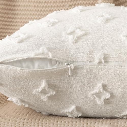 MIULEE Set of 2 Decorative Throw Pillow Covers Rhombic Jacquard Pillowcase Soft Square Christmas Cushion Case for Cute Couch Sofa Bed Bedroom Living Room, 18x18 Inch, White thumbnail 2