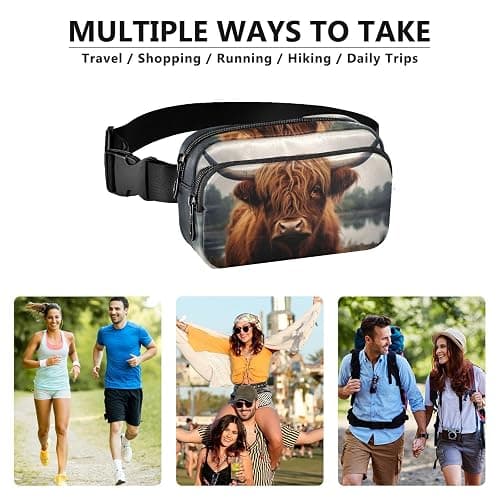 Highland Cow Fashion Fanny Pack for Men Women, Small Waterproof Waist Pack with Adjustable Strap for Travel Running Hiking thumbnail 7