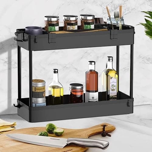 SPACELEAD Slim Storage Cart 3 Tier,Bathroom Organizer Rolling Utility,Mobile Shelving Unit Slide Out for Office, Kitchen, Laundry Room & Narrow Places,Black thumbnail 6