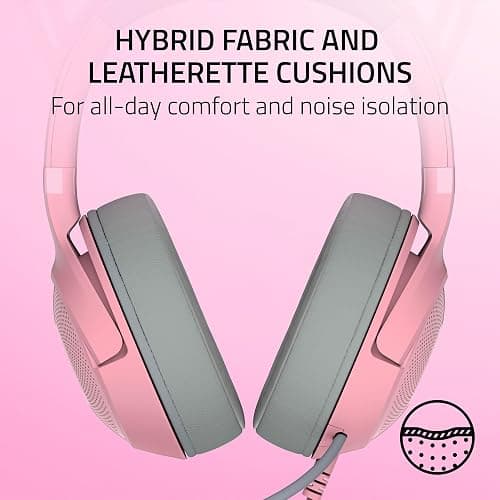 Razer Kraken Kitty V2 USB Wired Headset: Chroma RGB Kitty Ears - Stream Reactive Lighting - HyperClear Cardioid Mic - 40 mm Drivers - 7.1 Surround Sound - Comfortable Ear Cushions - Quartz Pink thumbnail 7