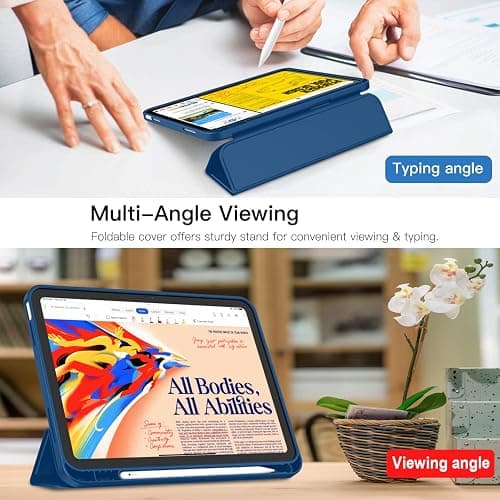 iMieet iPad (A16) Case 11th Gen/iPad 10th Generation Case [11-Inch 2025/10.9 Inch 2022] with Pencil Holder, Trifold Stand Smart Cover with Soft TPU Back,Auto Wake/Sleep(Navy Blue) thumbnail 3
