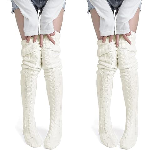 Pcavin Women's Thigh High Socks Over the Knee Cable Knit Boot Socks, Long Warm Fashion Leg Warmers Winter