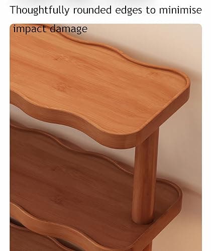JORCEDI Bamboo multi-Tier Storage Shelf - Space-Saving Wooden Organizer with Large Tabletop, Heavy-Duty Load Capacity for Kitchen, Bathroom & Living Room (Warm White,3 Tier) thumbnail 6