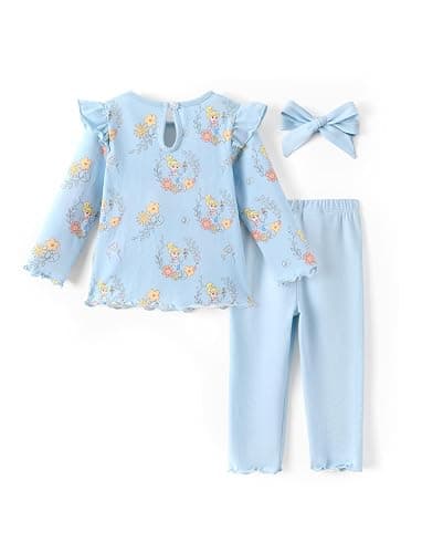 Disney Winnie the Pooh Minnie Mouse Princess Newborn Baby Girl Organic Cotton Ruffle Long Sleeve 3-Piece Set 3-24 Months thumbnail 2