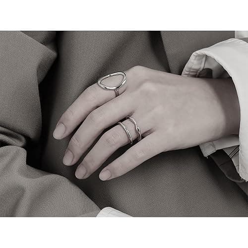 Aktully Chunky Gold Statement Ring for Women Chunky Gold Circle Ring Adjustable Open Promise Minimalist Statement Rings Trendy Jewelry for Women thumbnail 3