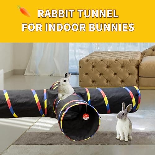 SweetBin 4 Way Large Cat Tunnels for Indoor Cats - 10" Diameter & 47" Long Play Tunnel Toy - Cat Tube with Play Ball & Mouse Toy - Interactive Peephole (Black) thumbnail 7