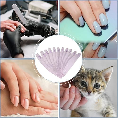 80/80 Grit Nail Files (10 Pack), Emery Boards for Acrylic Nails and Gel Nails, Coarse Nail File Double Sided 80 Grits Emory Professional Nail Filers Reusable Washable Manicure Curved Gray thumbnail 6