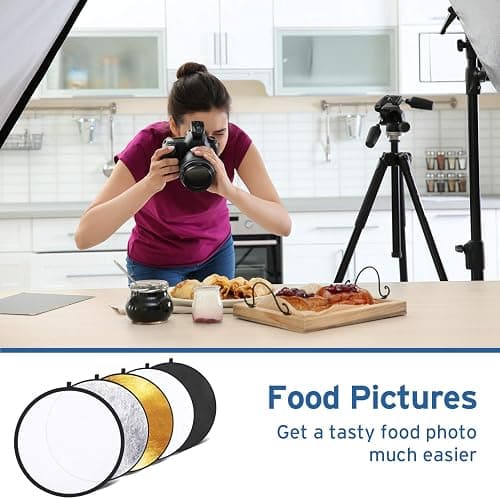Etekcity 24" (60cm) 5-in-1 Photography Reflector, Multi-Disc Light Reflectors for Photography, Collapsible with Bag - Translucent, Silver, Gold, White and Black - 24 Inch thumbnail 7