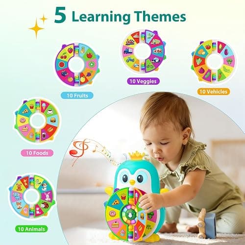 Interactive Penguin Toys for 1 Year Old Boy, 6-in-1 Musical Learning Toys for 1, 2 Year Old Boy Girl Gifts with Lights & 50+ Sounds, 1st Birthday Educational Gifts for 1-2 Year Old Toddler, Blue thumbnail 3
