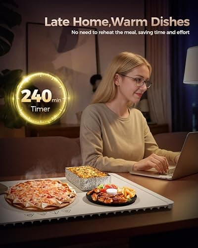Warming Mat for Food,Food Warming Mat,Electric Warming Tray for Buffets Party and Home Daily Use,Heating Fastly in 10s,Portable Design,Timed Function for Your Family. thumbnail 2