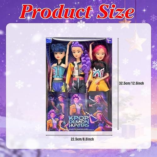 Metaparty K-pop De-mon Hunters Figures, Toy Model Set for Hunters Fans Birthday Desktop Gifts, Huntr Figure Desktop Decorations Birthday Party Supplies (A-3Pc) thumbnail 3
