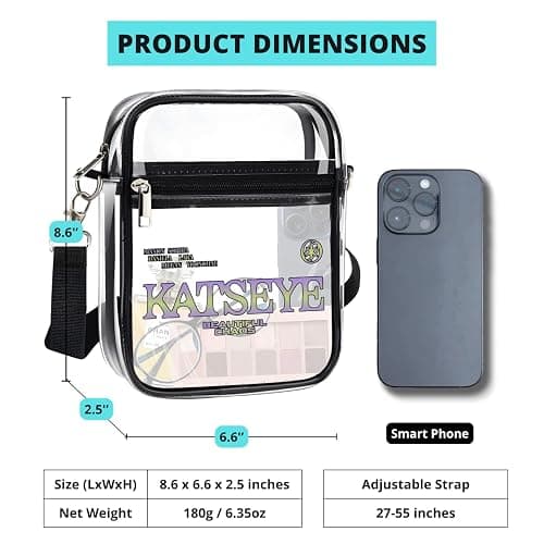 Clear Bag Stadium Approved for Beautiful Chaos Tour, Crossbody Bag For KATSEY Concert Outfit, Gifts For Music Festivals, Merch thumbnail 2