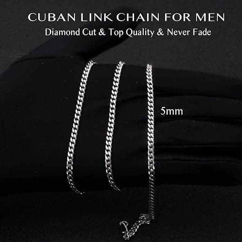 OLARCU 3.5mm/5mm Silver Stainless Steel Cuban Link Chain Necklace Jewelry for Men, 18-26 Inches thumbnail 8