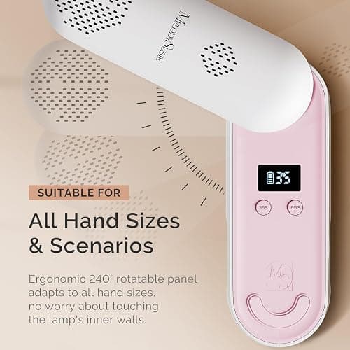MelodySusie Compact Cordless UV Nail Lamp, P-PLUS20F with Innovative Rotatable Panel & UV Protection Design, Rechargeable UV Light Cures All Gels, Especially Rhinestone Glue & Liner Gel Polish Pink thumbnail 7