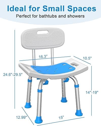 HOMLAND Shower Chair for Inside Shower with Removable Back, 400 lbs Heavy Duty Bath Seat for Bathtub, Safety Bath Stool for Seniors and Disabled, Aluminum Alloy Frame thumbnail 3