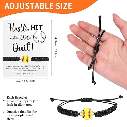 AIOMOB 12 Sets Sports Bracelets Gifts Adjustable Woven Bracelets with Inspirational Cards Volleyball Basketball Football Soccer Tennis Softball Gift for Spots Team Players Party Favors bulk thumbnail 2