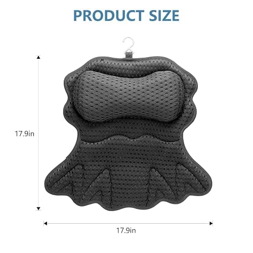 SetSail Bath Pillow, Relaxing Bath Pillows for Tub Neck and Back Support Soft 4D Breathable Air Mesh Ergonomic Bathtub Pillow with 6 Strong Suction Cups and Hook Luxury Bathroom Accessories,Black thumbnail 2