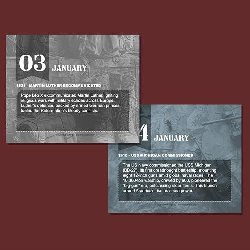 Today In Military History Calendar | Perpetual War History Calendar For The Military History Enthusiast, This Day In Amazing History Trivia Facts & Achievements | History Buff Gift Page A Day Box Calendar with Historical Info For Every Day of The Year thumbnail 4