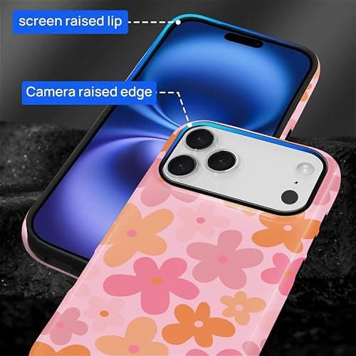 DAIZAG Case for iPhone 17 Pro,Pink Orange Bloom Full Body Design Hybrid Dual Protection Soft TPU Hard PC Shockproof Scratch Resistant Protective Cover Phone Case for Men Women thumbnail 6