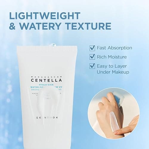 SKIN1004 Centella Hyalu-Cica Water-Fit Sun Serum UV, Korean Sunscreen SPF 50, Centella Sunscreen, Travel Essentials, Sunscreen with Hyaluronic Acid, No White Cast, Korean Skin Care, 1.69 fl.oz / 50ml thumbnail 6