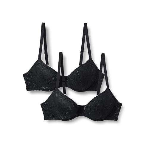 Amazon Essentials Women's Padded Underwire Lace Push-Up Bra, Pack of 2 - Image 1