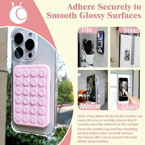PKYAA Anteel Magnetic Suction Phone Mount for MagSafe Case, Silicone Grip Secure Mirror Shower Phone Holder for iPhone 12/13/14/15/16, Hands-Free Selfie/Video for TikTok Creator/Influencer (White) thumbnail 4