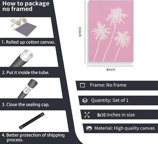6Pcs Pink Beach Preppy Canvas Wall Art Colorful Coastal Seashell Picture Wall Decor Seaside Beachy Palm Tree Aesthetic Posters Cute Summer Ocean Painting Print Artwork for Girls Bedroom Dorm Apartment thumbnail 9