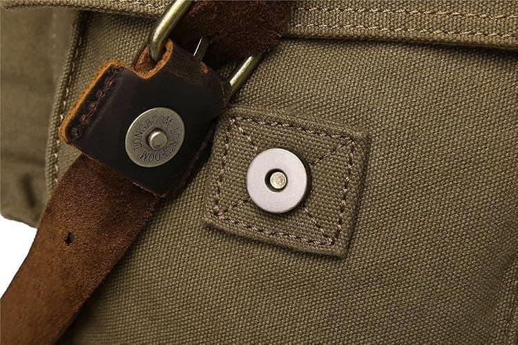 Sechunk Vintage Military Leather Canvas Laptop Bag Messenger Bags Medium thumbnail 7