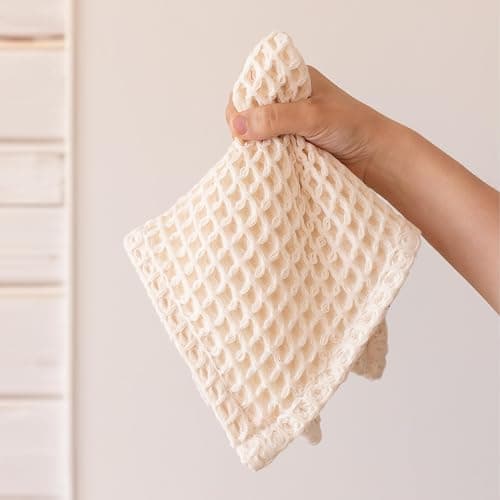 Viva Maison Premium 100% Turkish Cotton Wash Cloths & Face Towels Pack of 8, Luxury Turkish Waffle Washcloth Ideal for Bath, Makeup, Kitchen (Natural, Set of 8 Washcloths) thumbnail 2