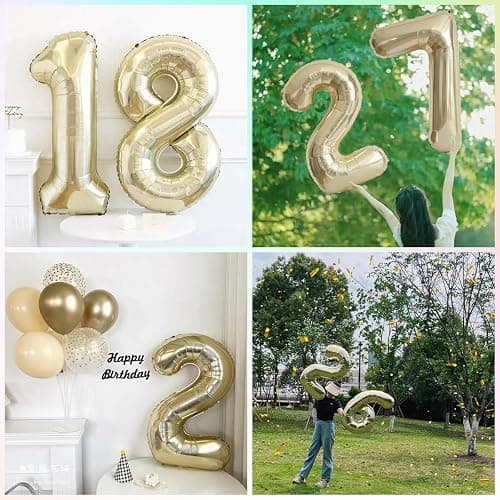 40 Inch Light Gold 15 Number Balloons White Gold Giant 15 Foil Mylar Helium Large Digital Balloon Champagne Gold Birthday Numbers Jumbo Balloons 15th or 51st Anniversary Party Decorations Supplies thumbnail 5