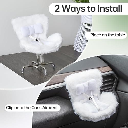Doll Car Seat Compatible with Bubudoll, Small Seat for 10-17cm Blind Box Toys, Including Air Vent Clip, Desktop Stand, Adjustable Safety Strap, Airflow-Friendly Design, Ideal Car Decor Gifts(White) thumbnail 3