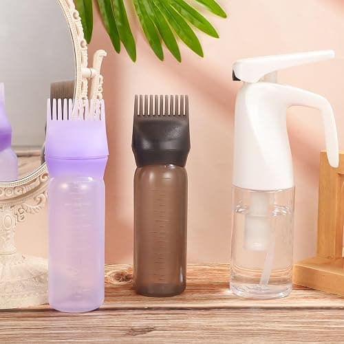 Pimoys Root Comb Applicator Bottle and Continuous Hair Spray Bottle, Hair Oil Applicator Hair Water Mister Oiling Applicator for Dye Hairstyling thumbnail 7