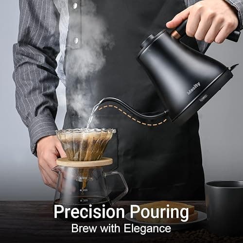 Mecity Electric Kettle Gooseneck Water Kettle Stainless Steel Tea Kettle Water Boiler Fast Heating, Auto Shut Off, 27 fl oz, 1000W, Matte Black thumbnail 4