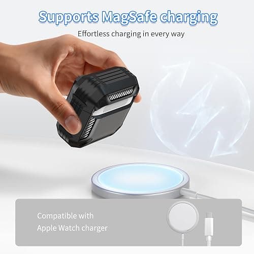 RFUNGUANGO for AirPods 4th Generation Case, Compatible with AirPods 4th Generation Case (2024), Locking Function, Military-Grade Drop Protection, with Cleaning Kit-Black thumbnail 5
