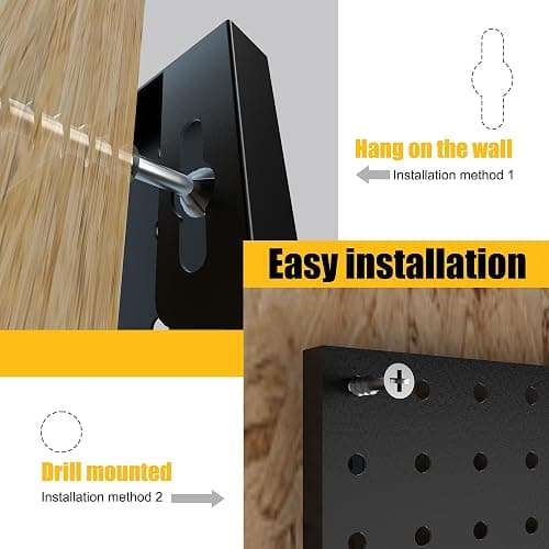 Spampur Peg Board, 4 Pack Metal Pegboard Panels with 50 Hooks, Black Pegboards Wall Organizer, Heavy Duty Peg Board for Walls Home, Garage Tool Storage, Office Organization, Craft Room, Kitchen thumbnail 6