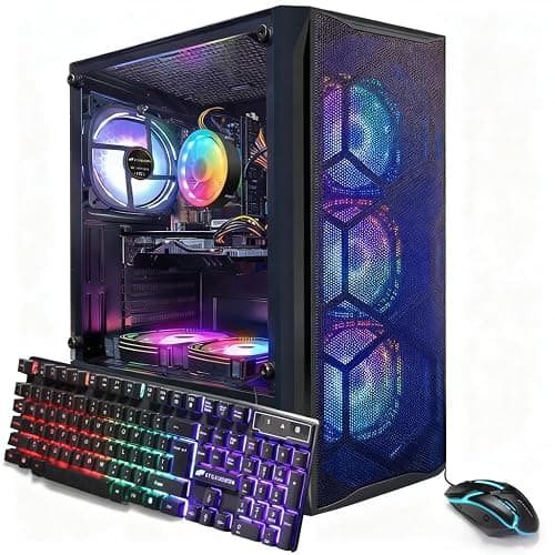 STGAubron Gaming PC Desktop Computer, Intel Core i7 up to 3.9GHz, Radeon RX 580 8G, 16G RAM, 512G SSD, WiFi 6, BT 5.0, RGB Fan x6, Windows 11 Home - Image 1