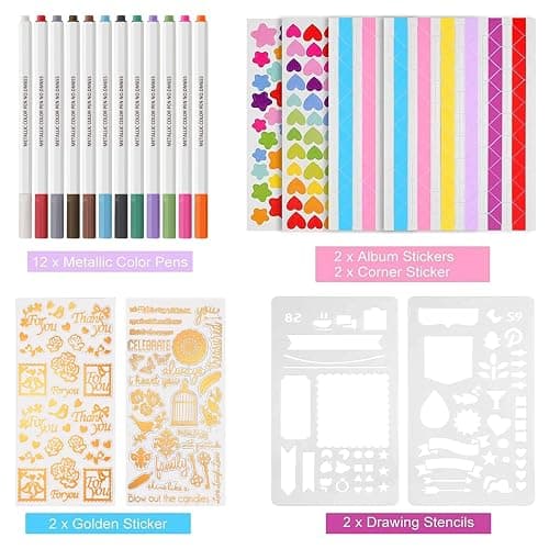 DazSpirit Photo Album Scrapbook - 80 Page DIY Memory Book with 12 Metallic Pens & 8 Photo Stickers, Holds 420 Photos - Scrapbook Kit, Perfect for Writing, Drawing, and Storing Memories(Rose Red) thumbnail 7