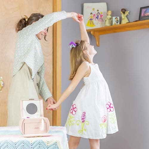 Vlando Kids Musical Jewelry Box for Girls with Drawer, Music Box with Ballerina and Stickers for Birthday Gifts Bedroom Decor, Pink thumbnail 5