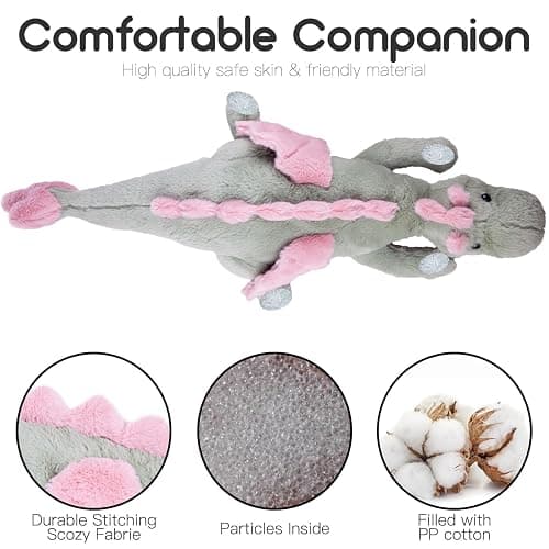 ARELUX Large 36in Cute Dragon Stuffed Animals Plush Toy Soft Matcha Green Pterosaur Plushie Giant Fuzzy Dinosaur Pillow Plushies with Pink Wings Cuddly for Friends Family Member thumbnail 4