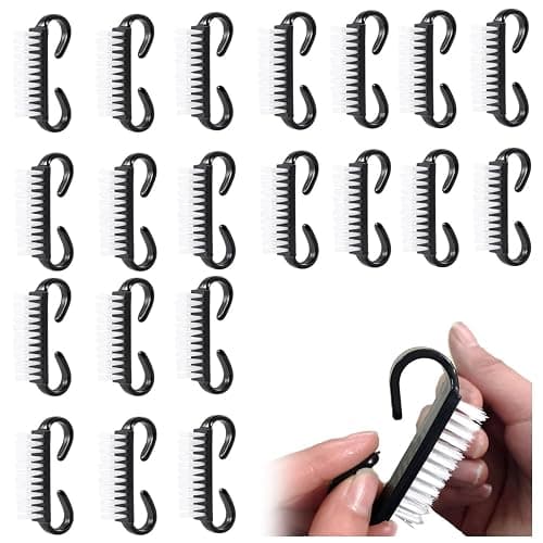20 Pcs Nail Brushes for Cleaning Nails, Plastic Nail Brush, Handle Grip Nail Brush, Small Nail Brush for Cleaning Fingernails, Nail Dust Cleaner Tools, for Toes and Nails Cleaning(Black) - Image 1