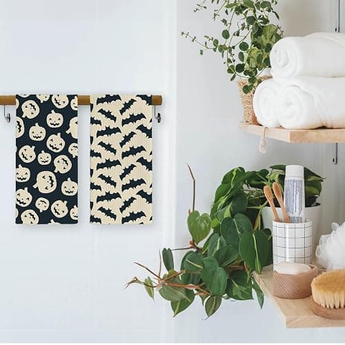 LKETW Halloween Pumpkin Bat Kitchen Dish Towels 16x24in Set of 2, Cute Hand Tea Towels for Kitchen Bathroom Decor, Halloween Decorations thumbnail 6